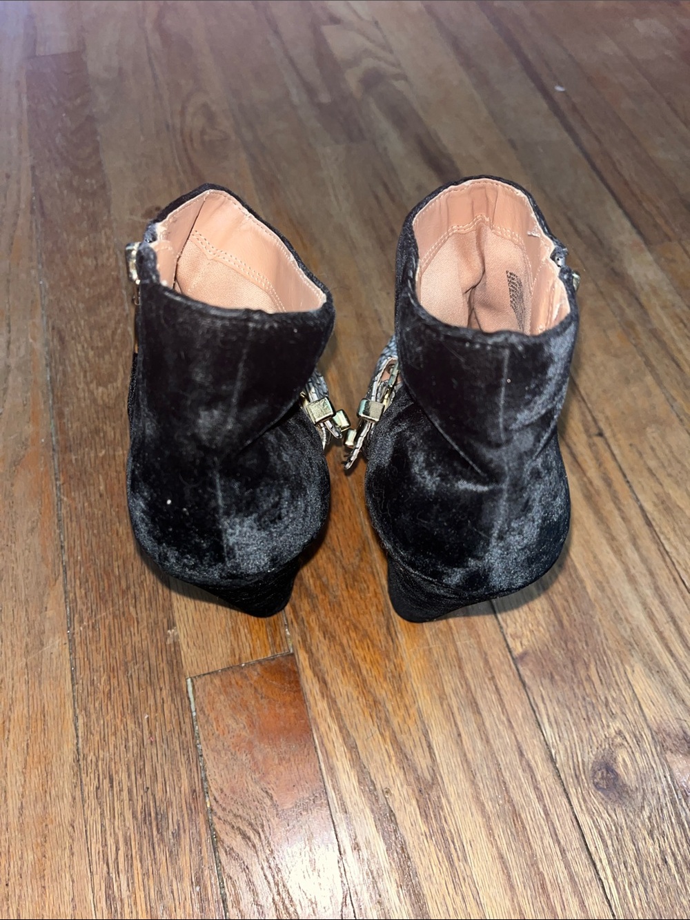 RARE 2010s early Christian Siriano velvet and snake print platform ankle boots - Picture 5 of 11
